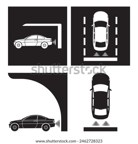 Car parking sensor signal icon vector illustration template design