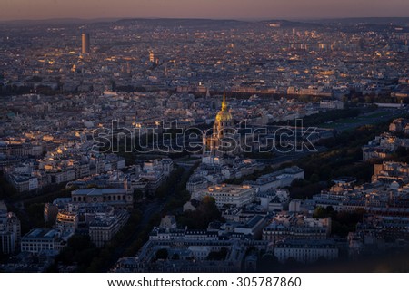PARIS, FRANCE- OCTOBER 20, 2014: The view of Paris city from the top of Montparnasse tower.