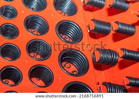 New rubber o-rings are stacked in a box, close-up. Zdjęcia stock © 