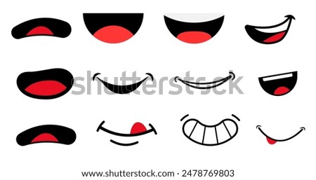 cartoon mouth Front lips cartoon character talking mouth and lips expressions vector