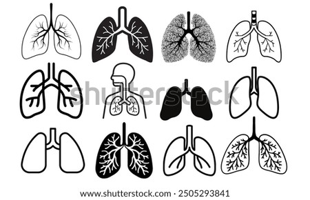 icon Style Lungs outline Human internal organ, lungs line icon design for medical app, logo, website. Vector illustration. Lungs vector icon set.