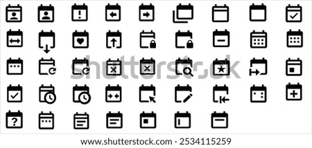 Simple Set of UI Calendar Related Vector Line Icons. Contains such icons as appointment, date settings, working schedule, and more.