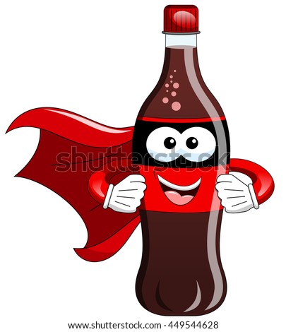 Masked Cartoon bottle superhero standing isolated