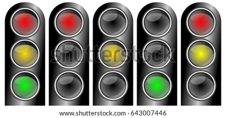 Collection of traffic lights with different configuations isolated