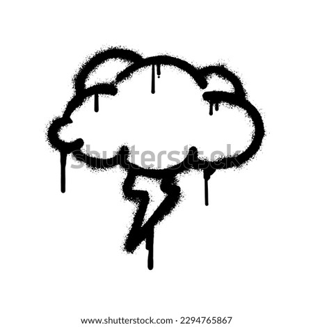 Spray Painted Graffiti thunder and cloud Sprayed isolated on white background.