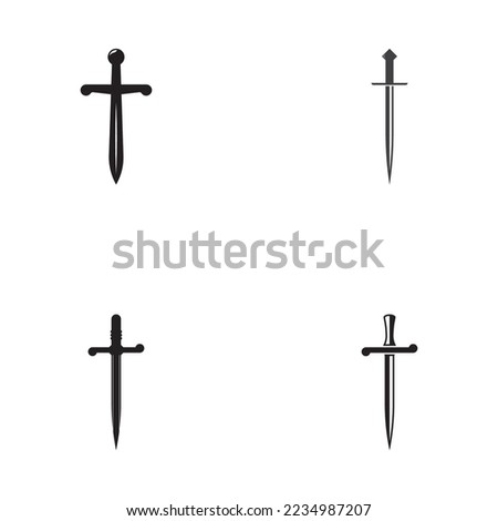 sword and shield vector flat logo design.