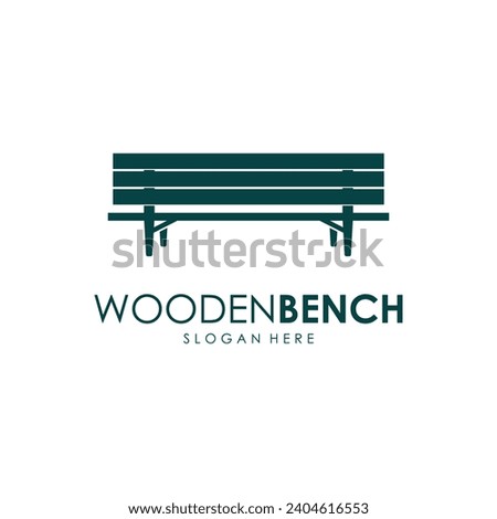 Vector Logo Illustration of a Wooden Bench in the Park.