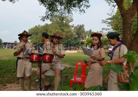 Thai teacher scouts / PHITSANULOK THAILAND - DECEMBER 5: Thai teacher scouts camp outdoor,Phitsanulok,Thailand on December 5,2012