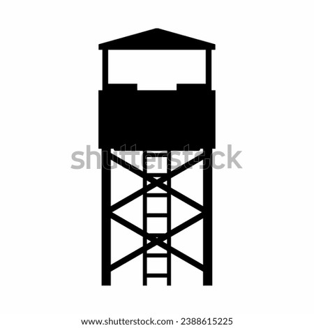 Watchtower silhouette vector. Guard tower silhouette can be used as icon, symbol or sign. Guard post icon vector for design of military, security or defense