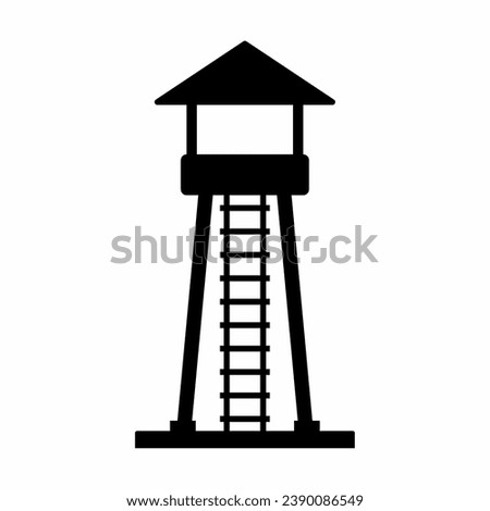 Watchtower silhouette vector. Guard tower silhouette can be used as icon, symbol or sign. Guard post icon vector for design of military, security or defense