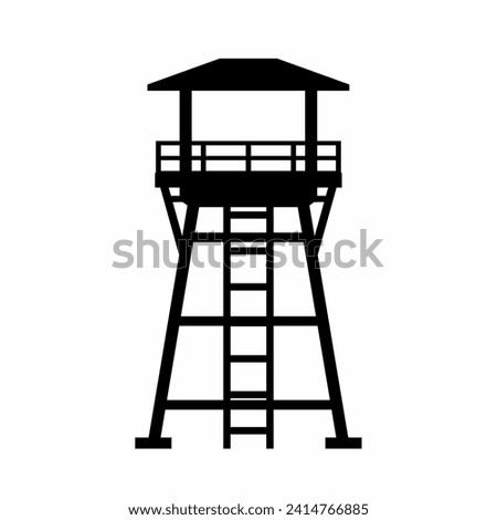 Watchtower silhouette vector. Guard tower silhouette can be used as icon, symbol or sign. Guard post icon for design of military, security or defense