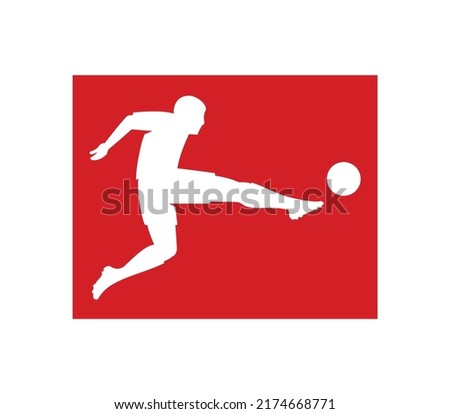 Red square shape on white background sport activity football Bundesliga icon logo symbol sign isolated template vector element art design graphic