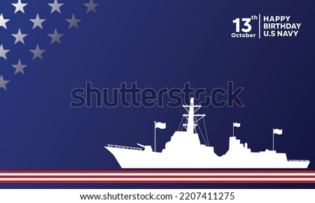 Us navy birthday on october 13th blue background with copy space, perfect for office, banner, company, landing page, background, social media wallpaper and more