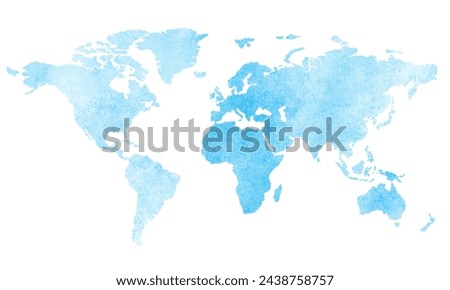Blue color world map watercolor vector background, perfect for office, company, school, social media, advertising, sales, printing and more