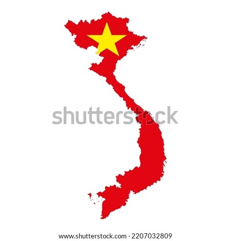 Vietnam map with a flag inside the map, vector illustration