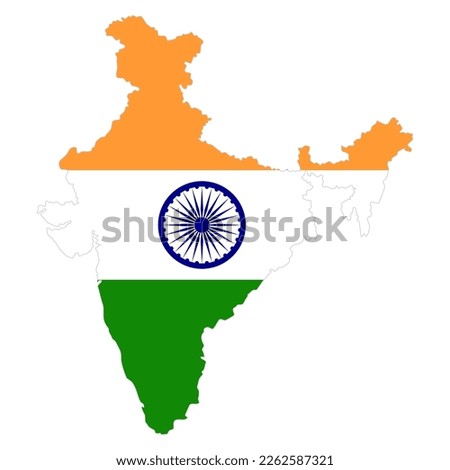 India map with a flag inside the map, vector illustration