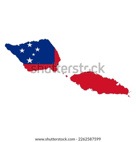 Samoa map with a flag inside the map, vector illustration