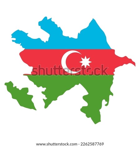 Azerbaijan map with a flag inside the map, vector illustration