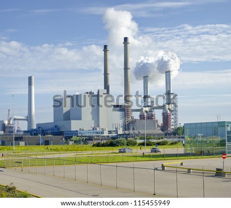 Similar – Image, Stock Photo Industrial plant with smoking chimneys, CO2 emissions, global warming, climate change