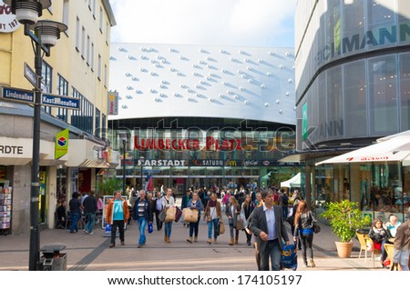 ESSEN, GERMANY - OCTOBER 24: Limbecker Platz shopping mall on october 24, 2013 in Essen, Germany. It has a total sales area of 70,000 square meters with around 200 stores.