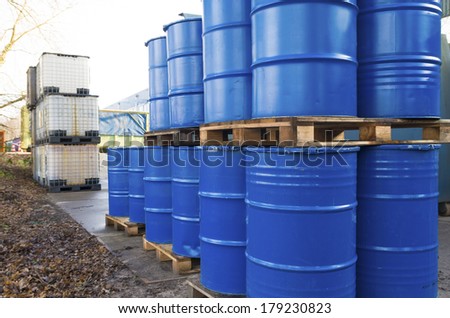 Similar – Image, Stock Photo Stacked, rusty metal drums and other waste