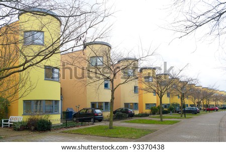 modern colorful detached houses in Almere, Netherlands