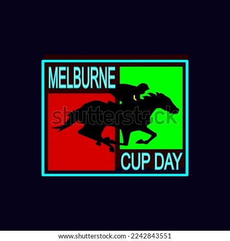 Melbourne Cup Day typography logo, Vector illustration. The Melbourne Cup is held on the first Tuesday in November and is one of the most famous horse races in the world.,vector