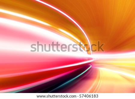 Greased light on high-speed highway of night city