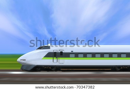 High-speed train with motion blur in the country