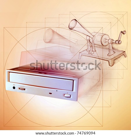 sketch of dvd recorder that reincarnation to vintage recording device