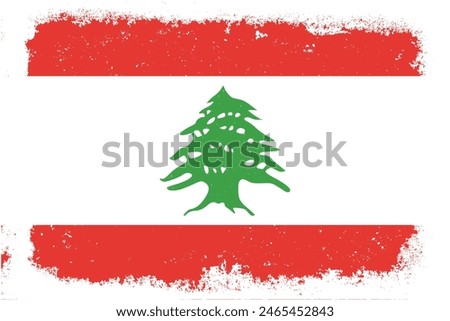 Vintage flat design grunge lebanon flag background