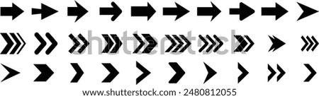 Arrow icon set. Arrow. Cursor. Collection different arrow signs. Black arrows icons. Different cursor arrow direction symbols in flat style. 