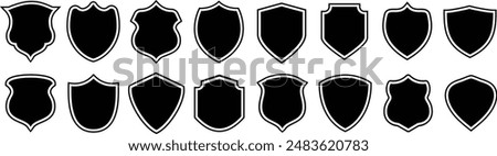 Set of shield icon. Collection of security shield icons. Protect shield security line icons. Badge quality symbol, sign, logo or emblem. Vector illustration