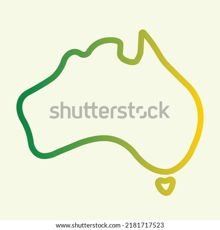 thin line australia map with shadow. concept of land edge, delineation, country outlines, terrain. isolated on white background. flat style trend modern logo design vector design.