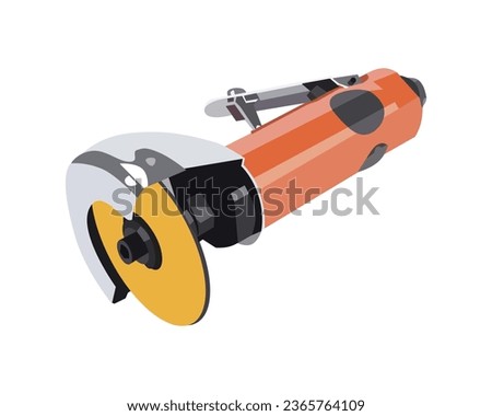 Vector Illustration cut off grinder tool, cutting disc, Die Grinder Wheels, Pneumatic Metal Sheet Cutting Tool, isolated on white background. Carpentry tools.