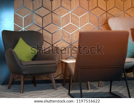 Modern Color Chair In Empty Room On Wall Background Images