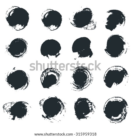 Vector set of grunge circle brush strokes. Can be used for wallpaper, pattern fills, web page, surface textures.