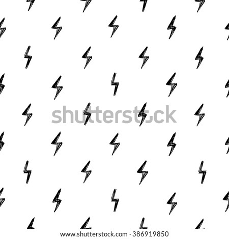 Seamless pattern with hand drawn thunderbolt. Can be used for wallpaper, pattern fills, web page background, surface textures.