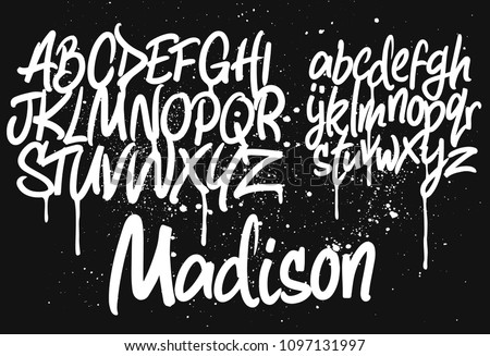 Marker Graffiti Font, handwritten Typography vector illustration Imagine de stoc © 