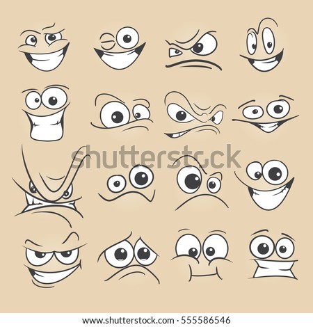 Cartoon faces set vector illustration