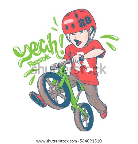 Cool kid on balance bike.