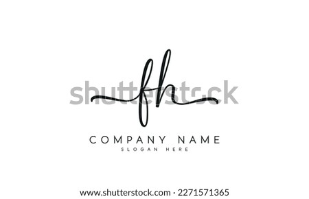 
Handwriting letter fh logo design on white background.	

