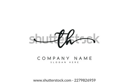 letter TH logo design handwriting signature style vector template