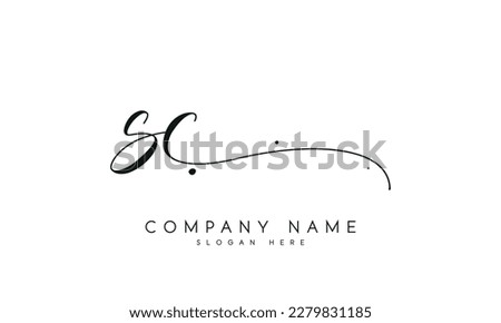 letter SC logo design handwriting signature style vector template