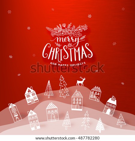 Christmas Greeting Card. Merry Christmas Lettering Stock Vector Illustration 487782280