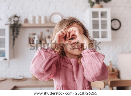 Similar – Image, Stock Photo Little artists gesturing heart and smiling