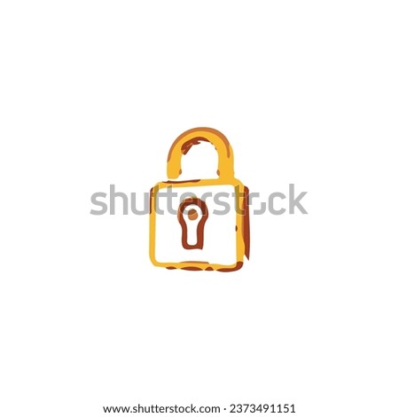 Rusty lock icon. Simple style rust remover poster background symbol. Rusty lock brand logo design element. Rusty lock t-shirt printing. Vector for sticker.