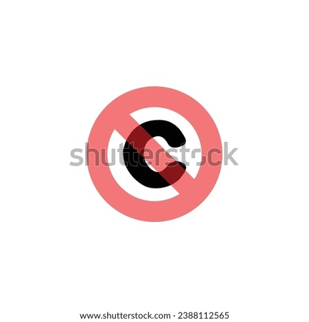 No copyright icon. Simple style company poster background symbol. No copyright brand logo design element. No copyright t-shirt printing. Vector for sticker.