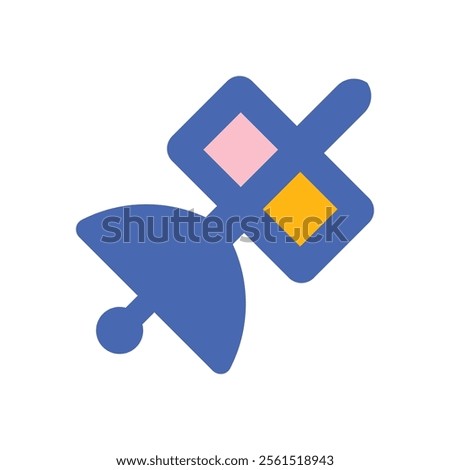 Satellite icon. Simple style space science poster background symbol. Satellite brand logo design element. Satellite t-shirt printing. Vector for sticker.