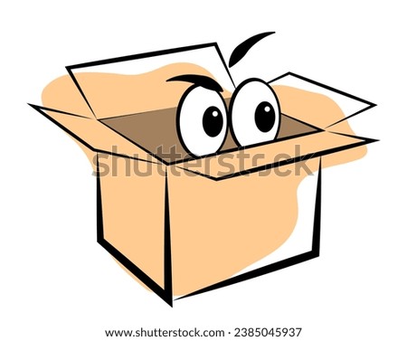 Box with eyes on white background